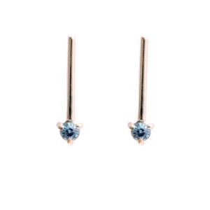 Catbird one-step bar stud earring (single) Sapphire solid gold